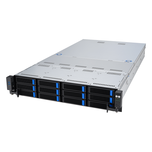 Platforma Asus Rack (2U) RS520A-E12-RS12U AMD Epyc 9004 (12x NVMe, 2xM.2, 2xGPU, 2x1Gbe, IPMI