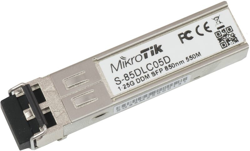 MikroTik | S-85DLC05D | SFP | Multi-Mode Fiber | Dual LC | 10/100/1000 Mbit/s | Wavelength 850 nm | Maximum transfer distance 550 m | -40 to 70C