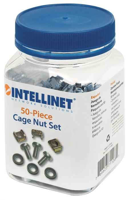 Intellinet Cage Nut Set (50 Pack), M6 Nuts, Bolts and Washers, Suitable for Network Cabinets