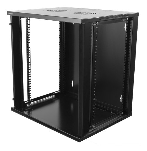 DELTACO 19 "cabinet, 12U, 540x450mm, standing or wall mounted, glass door, black / 19-5412B