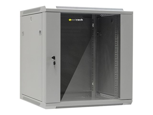 NETRACK 019-120-66-021 wall/hanging cabinet 19inch 12U/600 mm glass door grey remov. side pan.