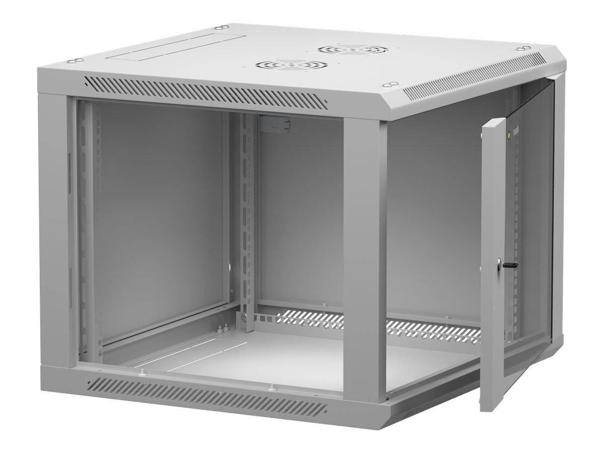 NETRACK 019-090-66-021 wall/hanging cabinet 19inch 9U/600 mm glass door grey remov. side pan.