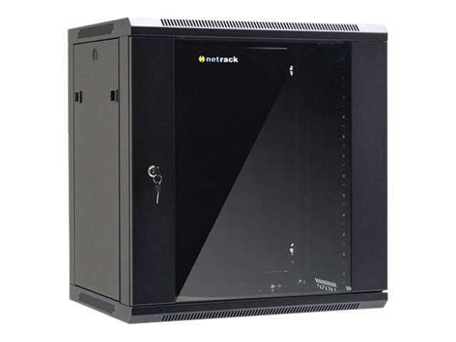 NETRACK 019-120-645-022 wall/hanging cabinet 19inch 12U/450 mm glass door black remov. side pan.