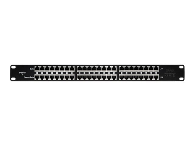 QOLTEC 54477 Patch panel Rack 48V 24 ports Passive PoE injector 1000m Black