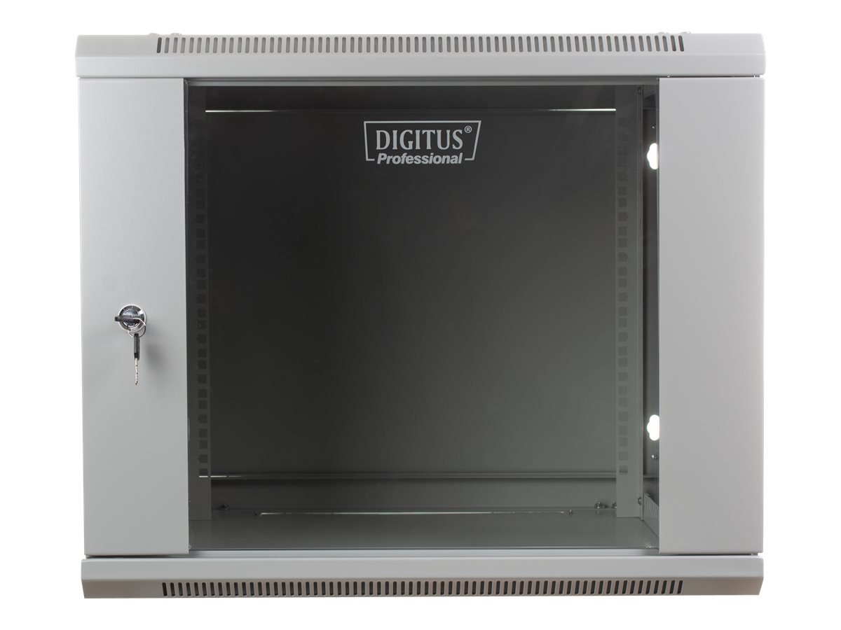 DIGITUS Wall Mount Cabinet 19 9U 501/600/600mm glass door grey unmounted
