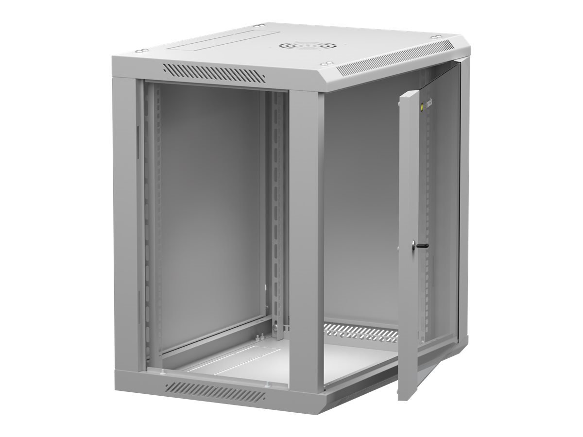 NETRACK 019-120-645-021 wall/hanging cabinet 19inch 12U/450 mm glass door grey remov. side pan.