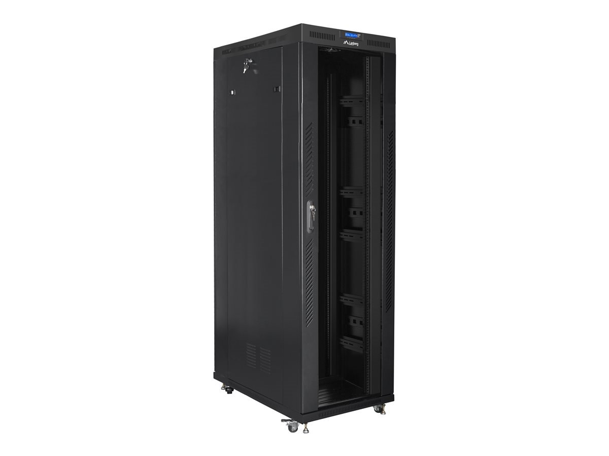 LANBERG free standing rack 19inch cabinet 42U 800x1200 glass door LCD flat pack black