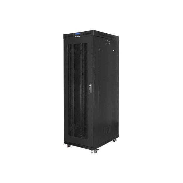 LANBERG free standing rack 19inch cabinet 42U 800x1000 glass door LCD flat pack black
