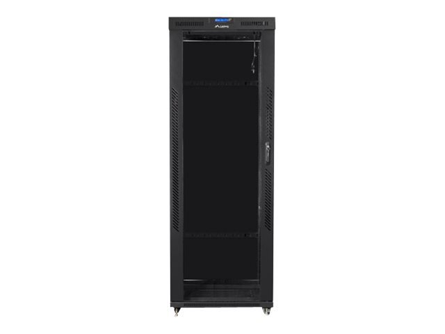 LANBERG free standing rack 19inch cabinet 42U 800x800 glass door LCD flat pack black