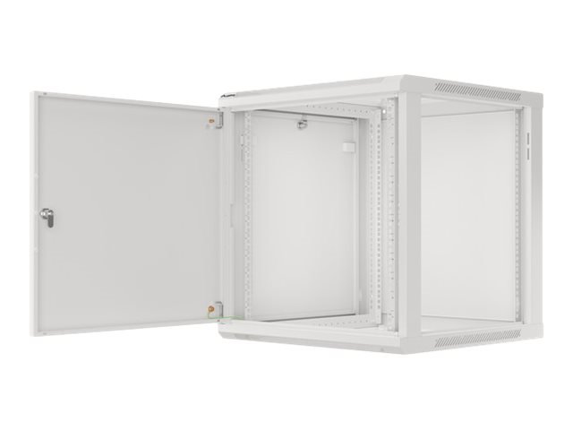 LANBERG Wall mount cabinet 19inch 12U 600x600 steel doors grey flat pack