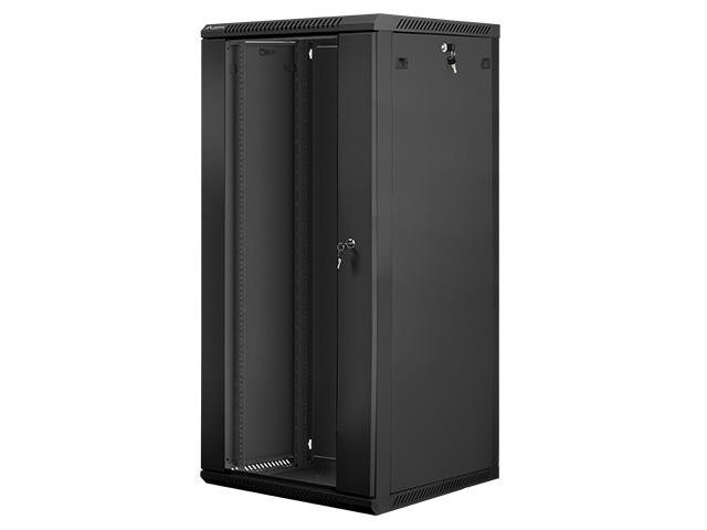 Pakabinama instaliacinė spinta Lanberg 19'' 27U 600x600mm juoda(stiklinės durys)