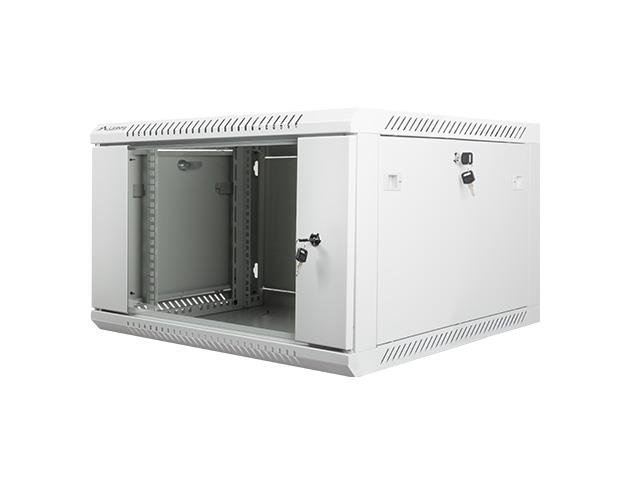 Pakabinama instaliacinė spinta Lanberg 19'' 6U 600x600mm pilka (stiklinės durys)