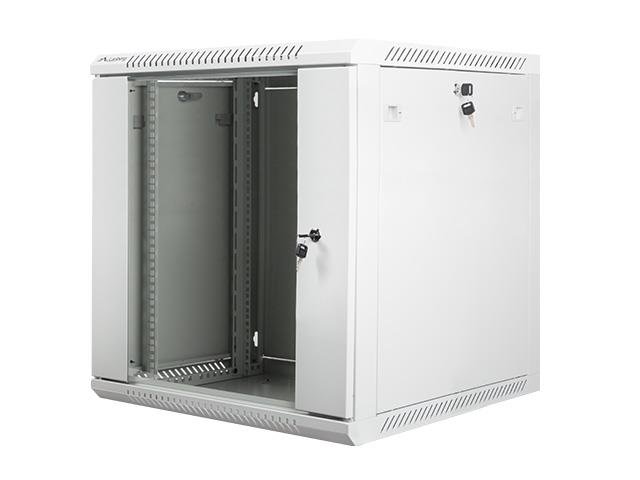 Pakabinama instaliacinė spinta Lanberg 19'' 12U 600x600mm pilka(stiklinės durys)