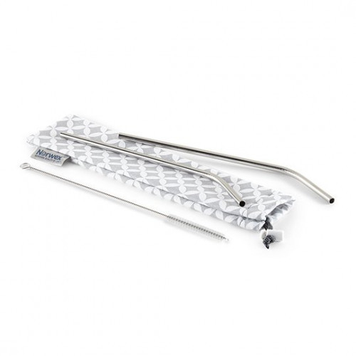 Norwex Stainless Steel Drinking Straws with Cleaning Brush and Bag Nerūdijančio plieno gėrimų šiaudeliai, Regular