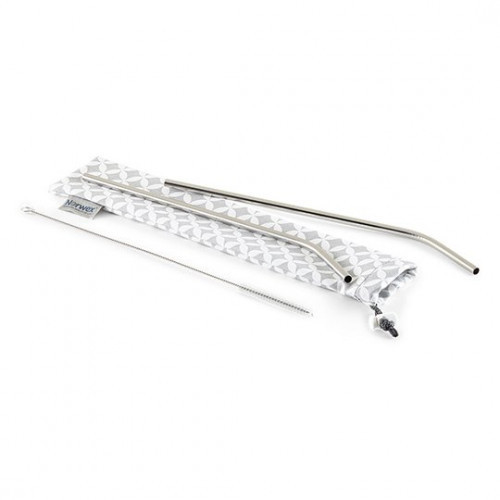 Norwex Stainless Steel Drinking Straws with Cleaning Brush and Bag Nerūdijančio plieno gėrimų šiaudeliai, Long