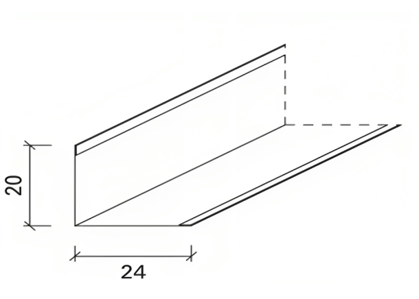Lubų profilis CBI, perimetrinis, sidabrinė spalva, 20 x 24, 3000mm