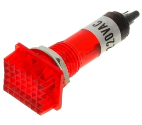 Signalinė lemputė 230V Ø10mm stačiakampė linzė 12x16mm raudona