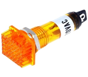 Signalinė lemputė 230V Ø10mm stačiakampė linzė 12x16mm geltona