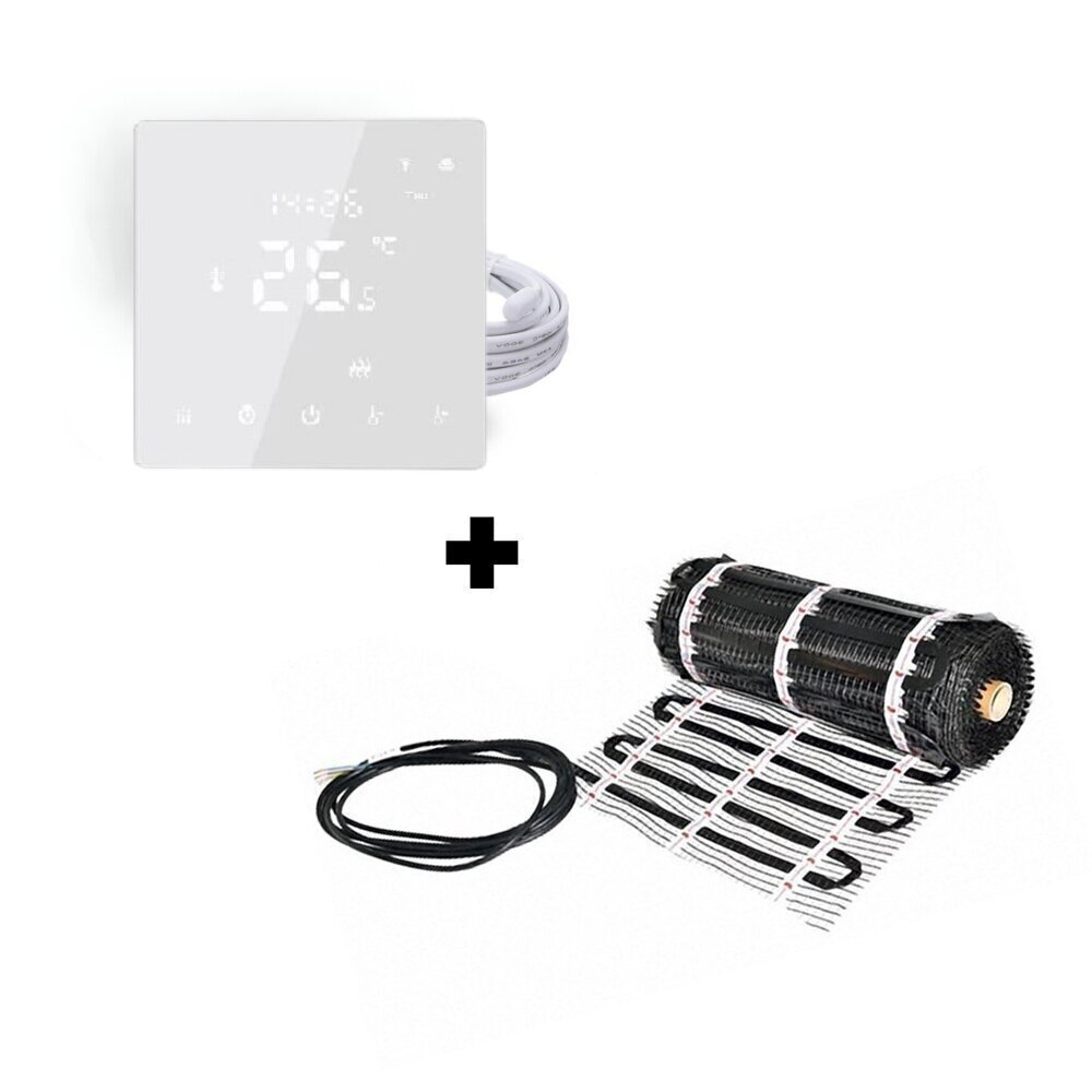 Grindinio šildymo tinklelis Warmset BLACK WHB-1-150 + programuojamas termostatas Feelspot WTH22.16 NEW WiFi