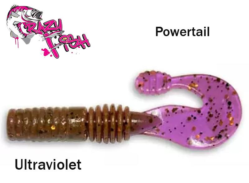 Guminukas aromatizuotas Crazy Fish Powertail Ultraviolet 7cm Kalmaro