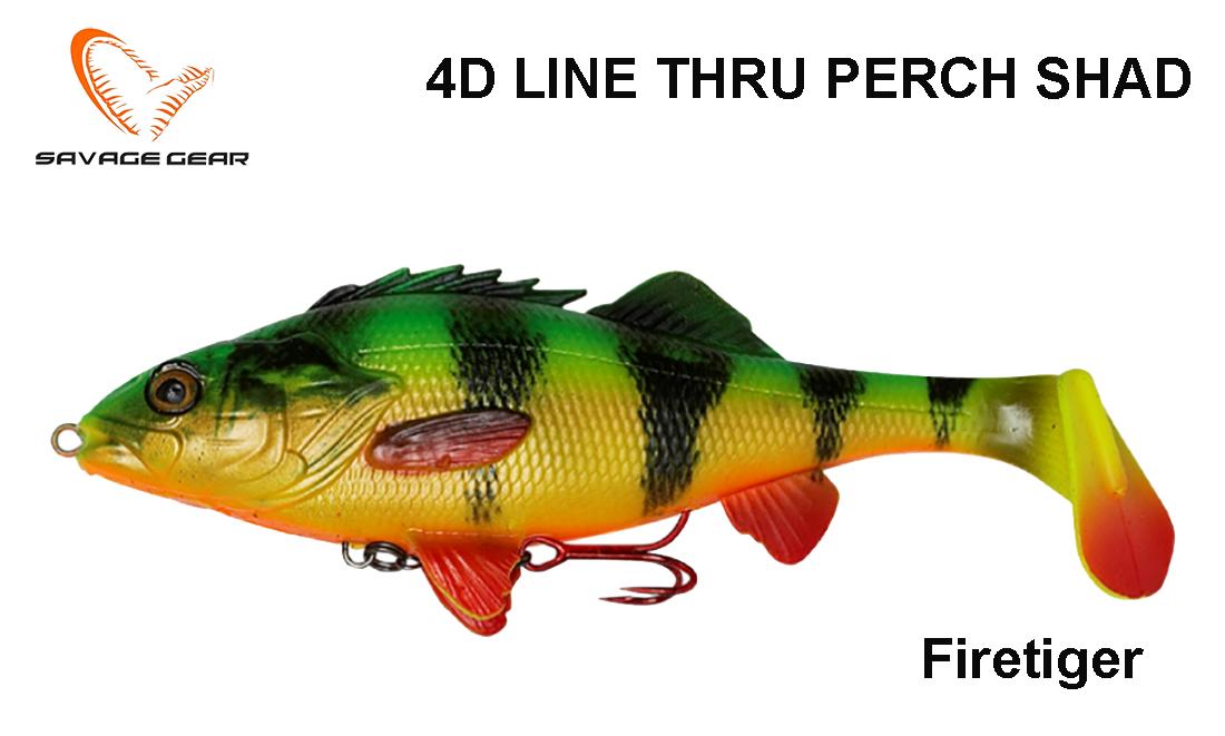 Masalas Savage Gear 4D line Thru Perch Shad Firetiger 12.5 cm