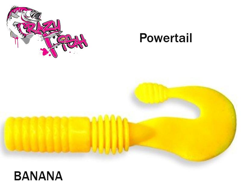 Guminukas aromatizuotas Crazy Fish Powertail BANANA 7cm Krevetės