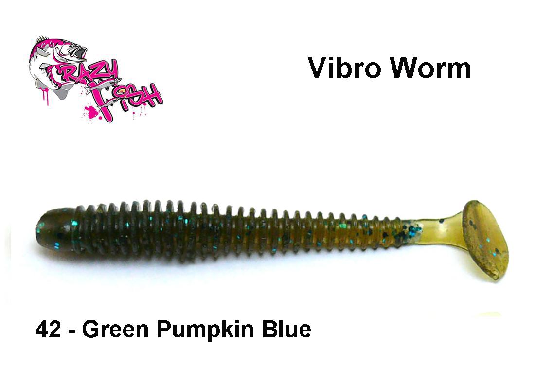 Guminukas Crazy Fish Vibro Worm Green Pumpkin Blue 8.5 cm