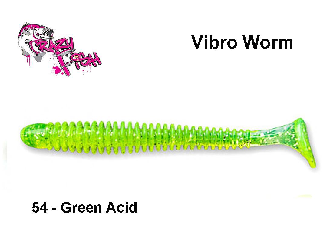 Guminukas Crazy Fish Vibro Worm Green Acid 7.5 cm