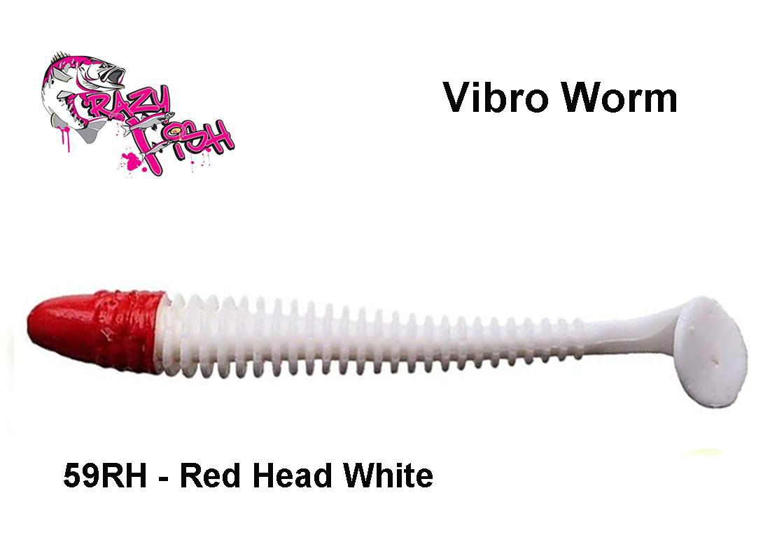 Guminukas Crazy Fish Vibro Worm Red Head White 10 cm