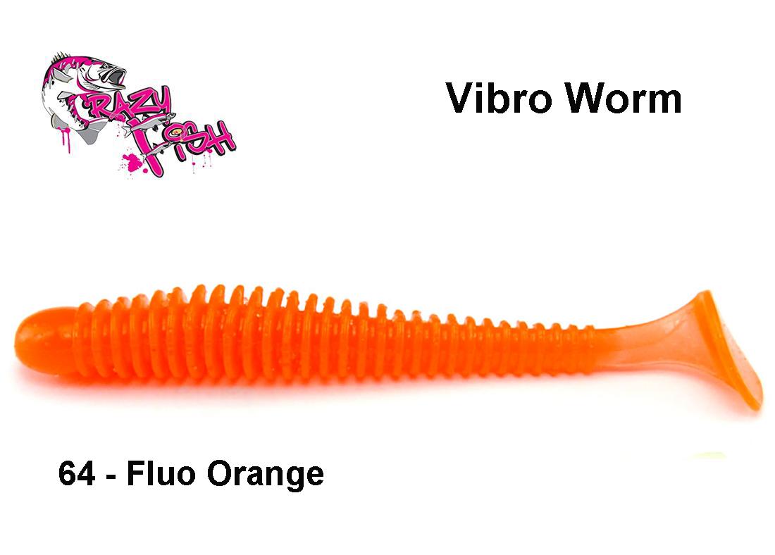 Guminukas Crazy Fish Vibro Worm Fluo Orange 7.5 cm