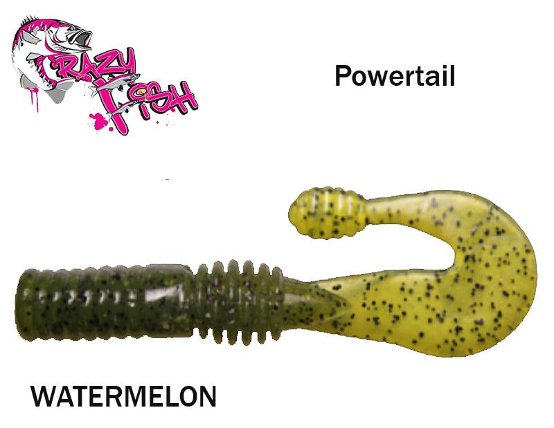 Guminukas aromatizuotas Crazy Fish Powertail WATERMELON 7cm Krevetės