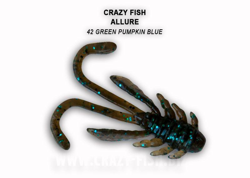 Guminukas Crazy Fish Allure 40 mm Green Pumpkin Blue Kalmaro