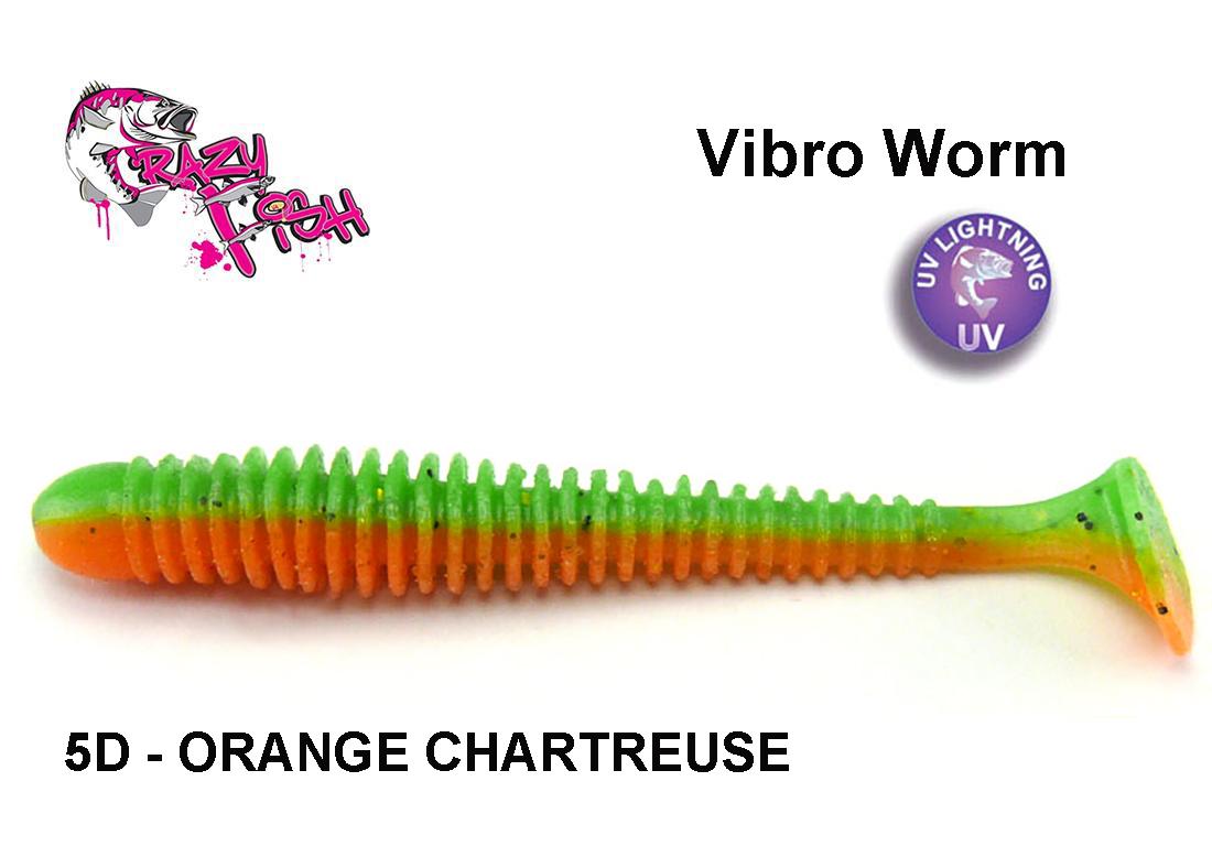 Guminukas Crazy Fish Vibro Worm Orange Chartreuse 6.5 cm