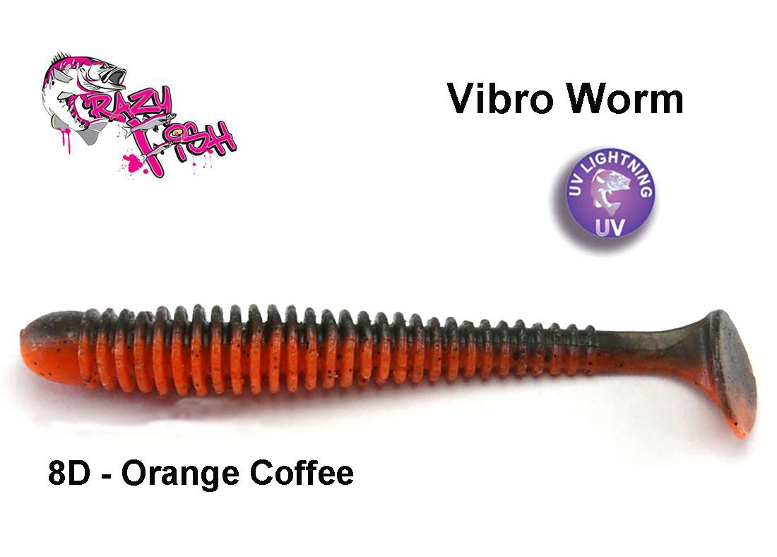 Guminukas Crazy Fish Vibro Worm Orange Coffee 6.5 cm