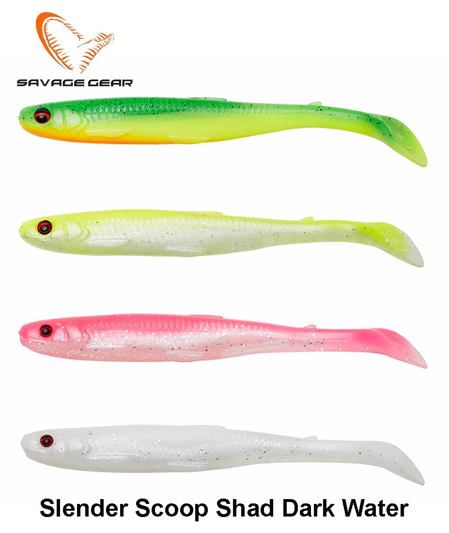 Guminukai Savage Gear Slender Scoop Shad Dark Water Mix 9 cm