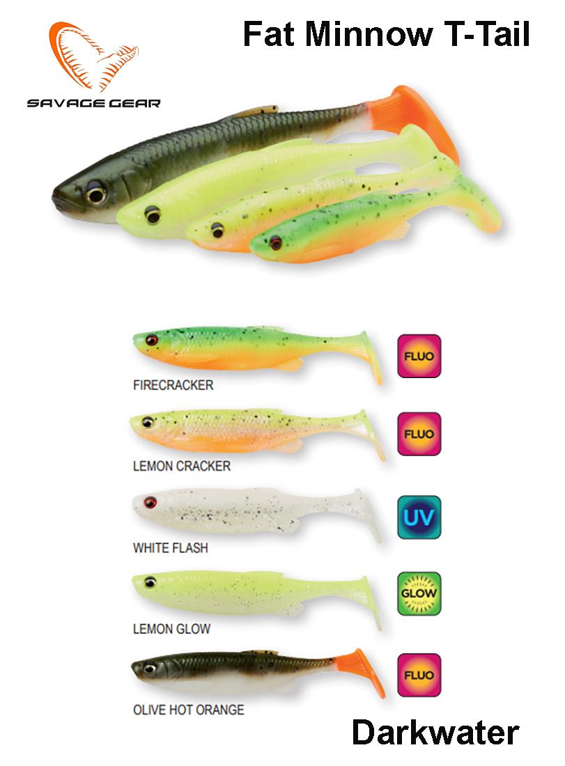 Guminukai Savage Gear Fat Minnow T-Tail Darkwater Mix 7.5 cm