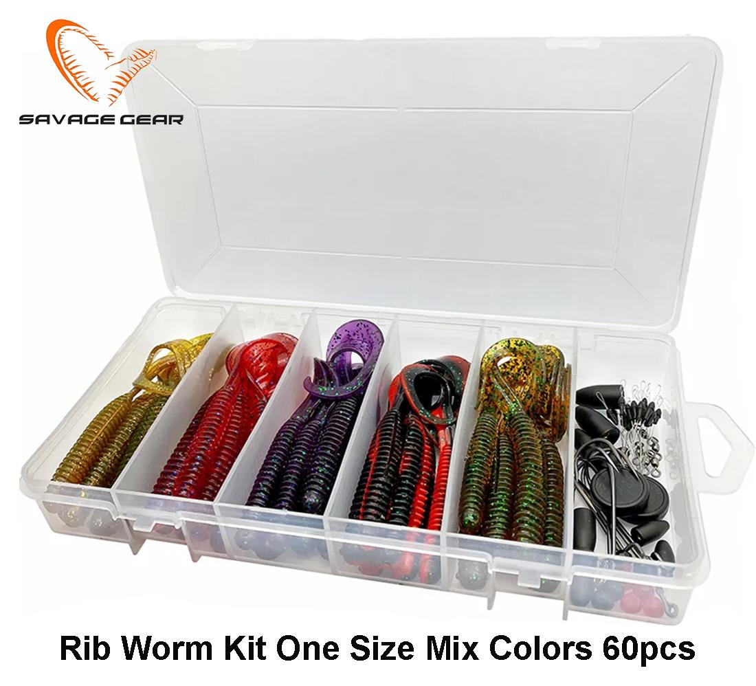 Masalų rinkinys Savage Rib Worm Kit One Size Mix Colors 60pcs BLT išsiuntimas 1-3 d.