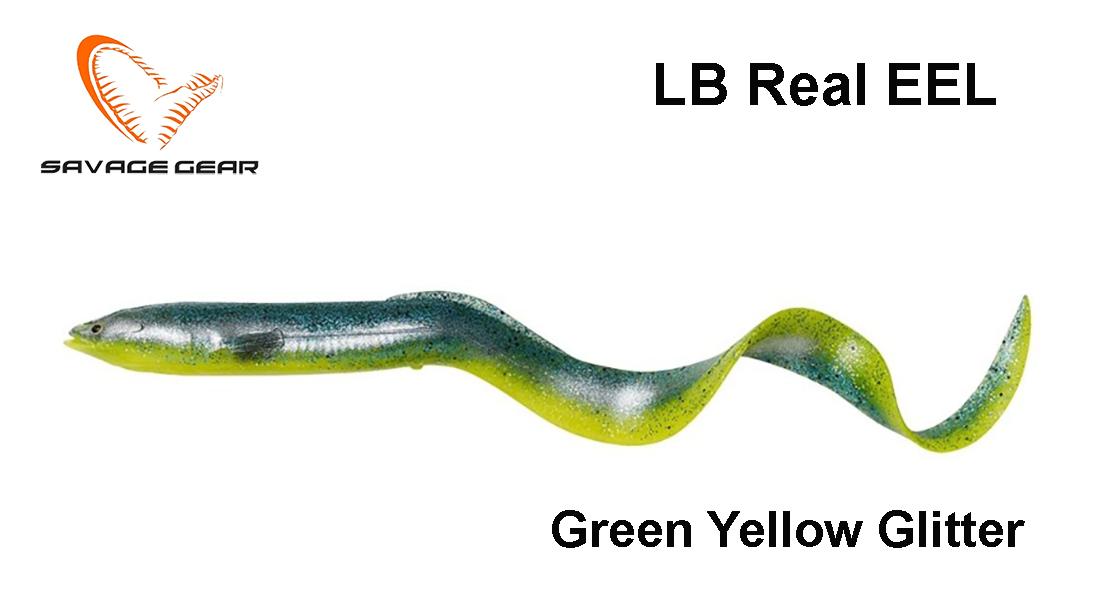 Guminukas Savage Gear LB Real EEL Green Yellow Glitter 15 cm