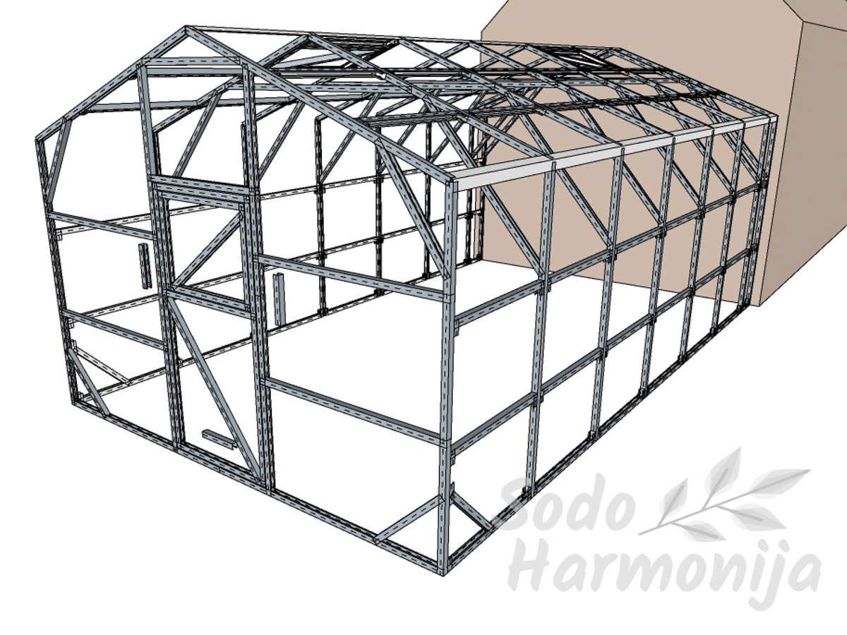 Dvišlaitis šiltnamis 3600x6250 6 mm