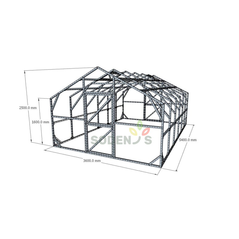 Dvišlaitis šiltnamis 3600×5480 : Danga - 4mm storio