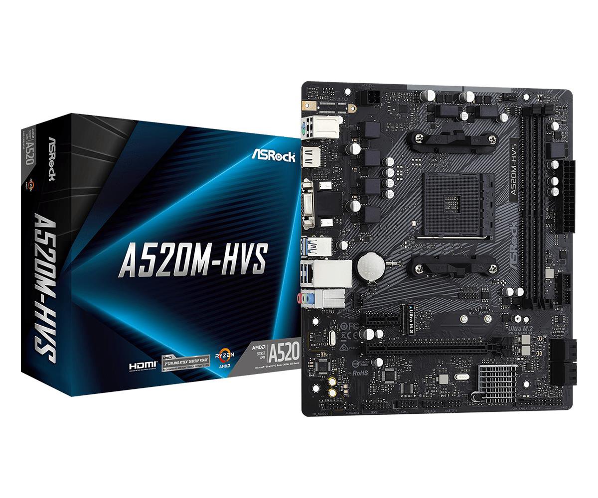 Pagrindinė plokštė ASROCK A520M-HVS AM4 2xDDR4 mATX MB