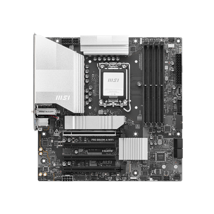 Pagrindinė plokštė MSI PRO B860M-A WIFI  Processor family Intel  Processor socket LGA1851  DDR5