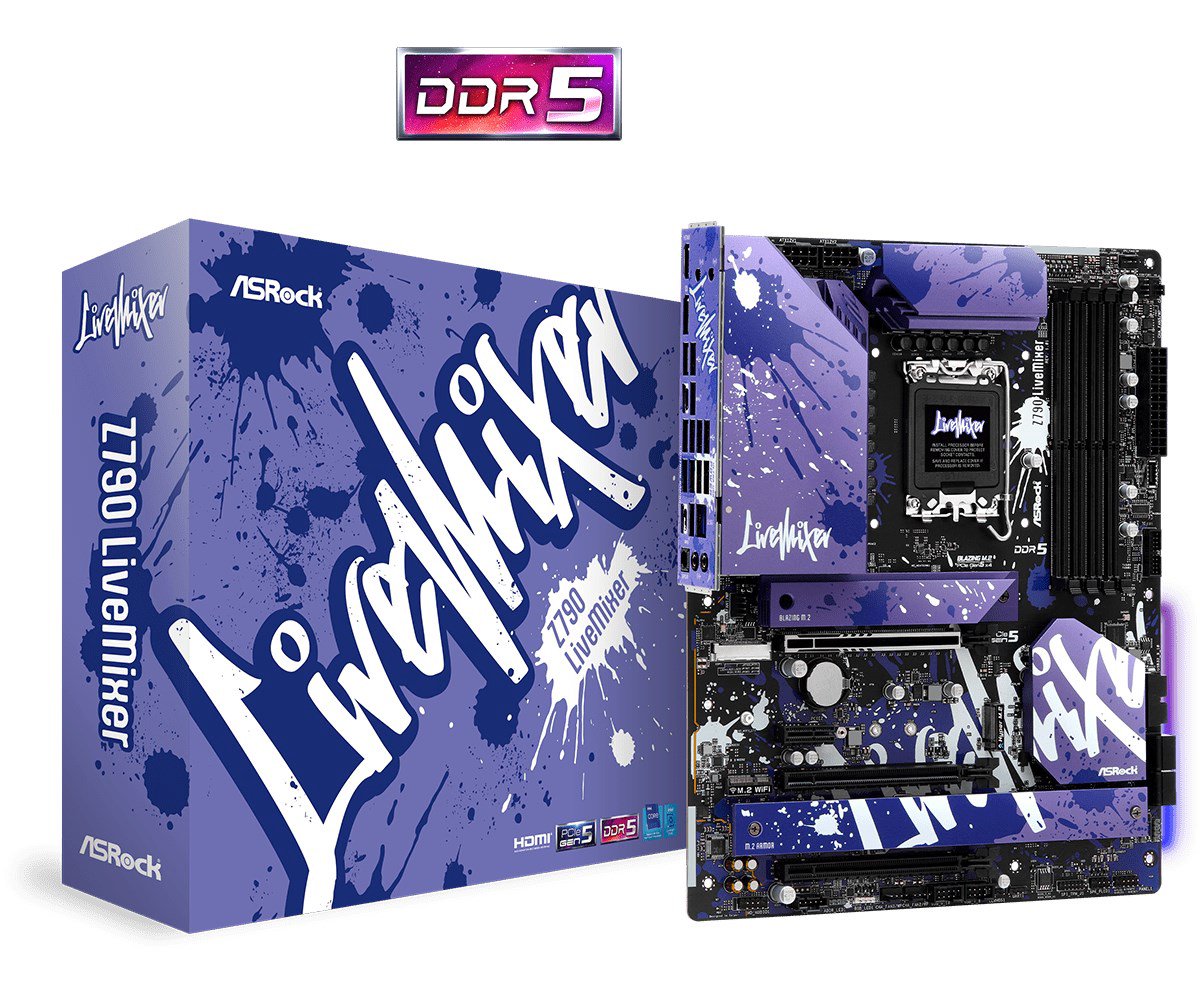 Pagrindinė plokštė ASRock Z790 LIVEMIXER  Processor family Intel  Processor socket LGA1700  DDR5