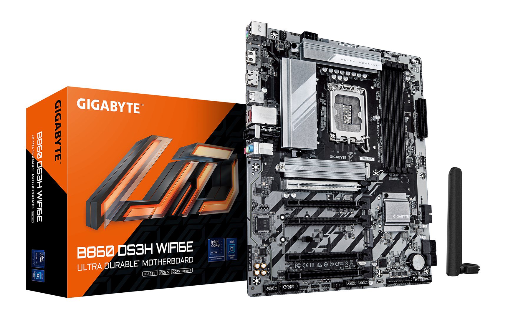 GIGABYTE B860 DS3H WIFI6E pagrindinė plokštė Intel B860 LGA 1851 (Socket V1) ATX