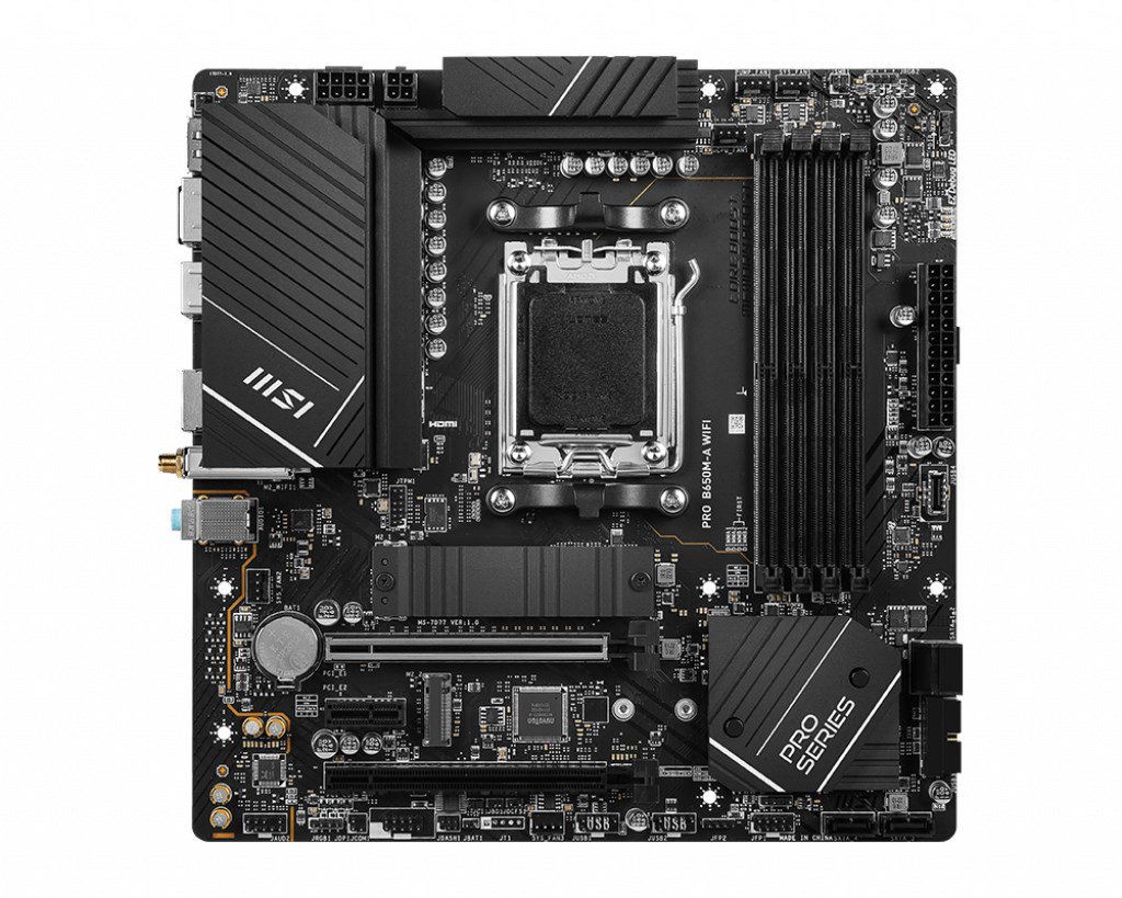 Pagrindinė plokštė MSI  PRO B650M-A WIFI  Processor family AMD  Processor socket AM5  DDR5 DIMM