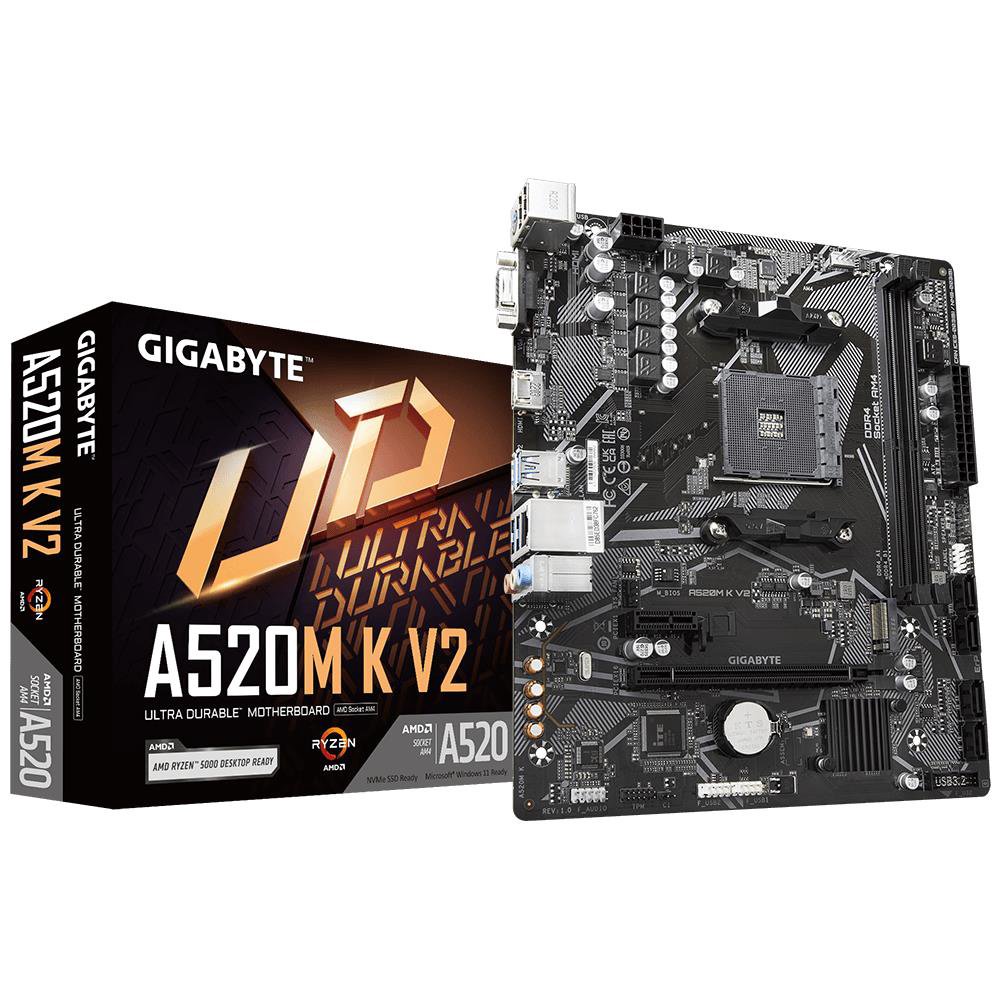 Pagrindinė plokštė Gigabyte  A520M K V2 1.0 M/B  Processor family AMD  Processor socket AM4  DDR