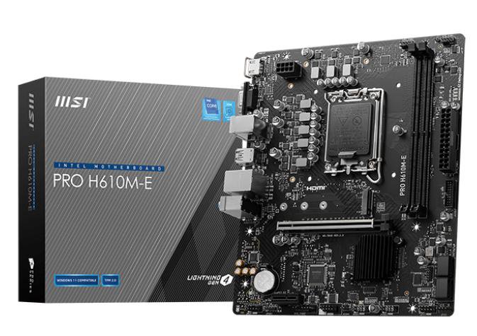 Pagrindinė plokštė MSI  PRO H610M-E  Processor family Intel  Processor socket  LGA1700  Supporte