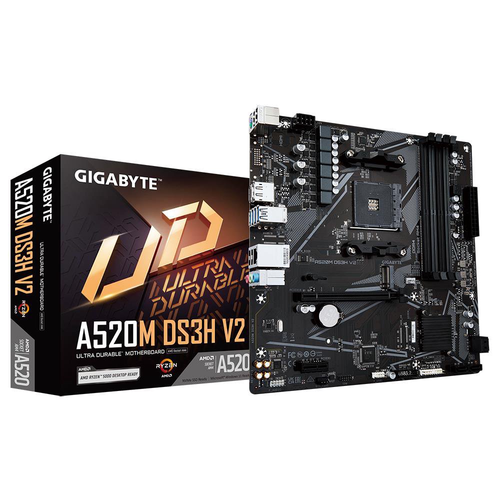 Pagrindinė plokštė Gigabyte  A520M DS3H V2  Processor family AMD  Processor socket AM4  DDR4 DIM