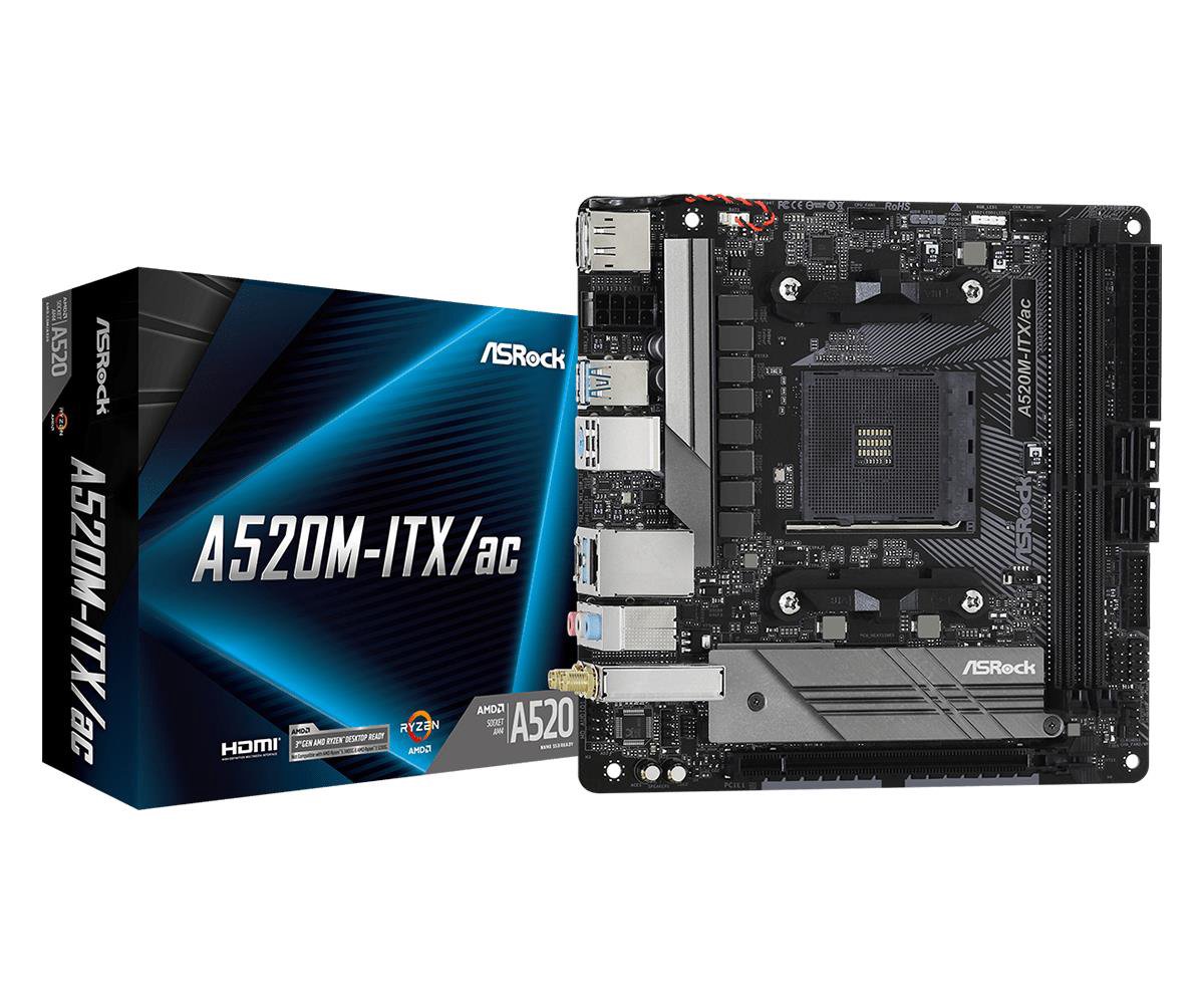 Pagrindinė plokštė ASROCK A520M-ITX/AC