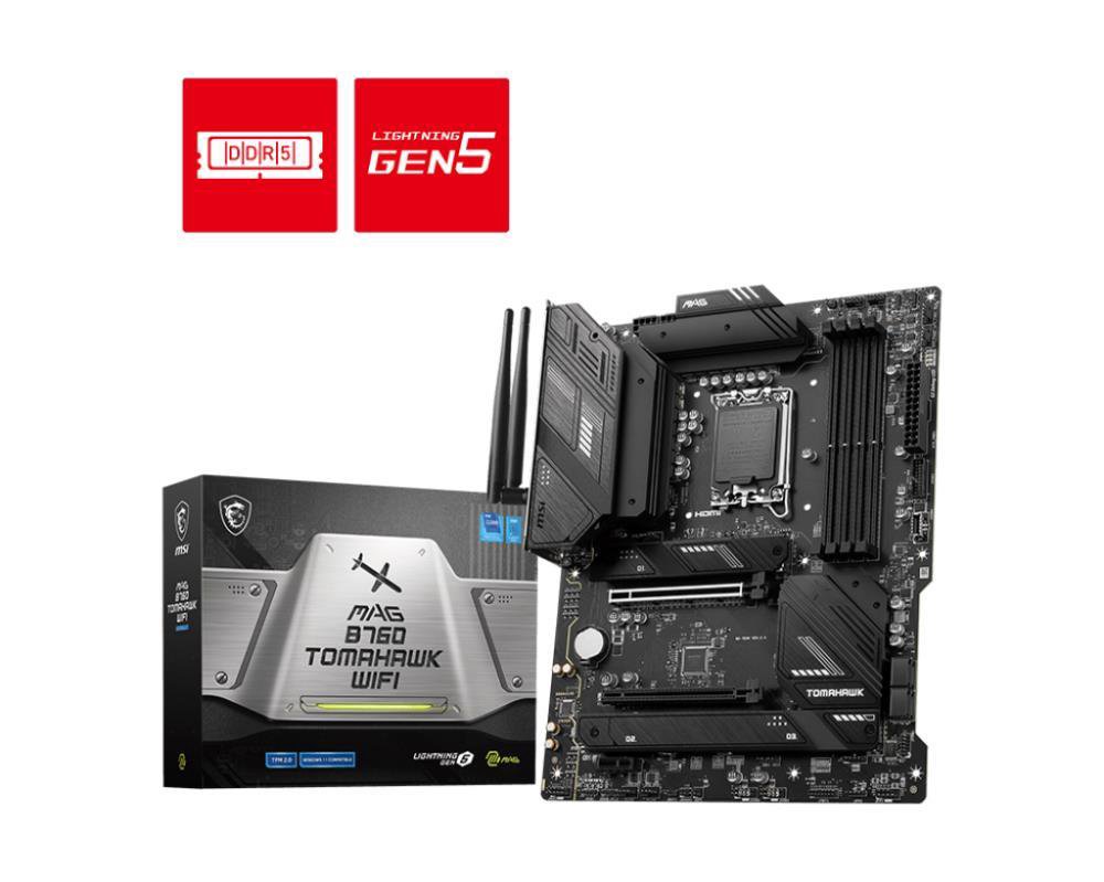 Pagrindinė plokštė MSI  MAG B760 TOMAHAWK WIFI  Processor family Intel  Processor socket LGA1700